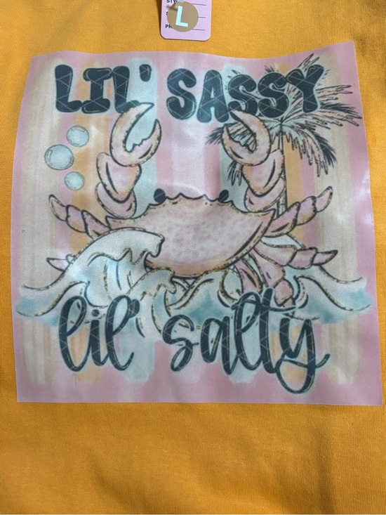 Tops - NEW Lil' Sassy Lil' Salty Crab Graphic Tee - Yellow - Large